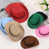 PETAXCELL Dog Cowboy Hat, Mini Cowboy Hat for Pet with Chin Strap Adjustable Cosplay Cap, (Red, M), Intended for Dogs and Cats/Halloween Costume/Party Decoration