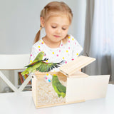 CooShou Parakeet Nesting Box Cockatiel Nesting Natural Pine Bird Nest Bird Breeding Box House Acrylic Transparent Bird Box with Detachable Wooden Board for Lovebirds Cockatiel Budgie Conure Parrot XL