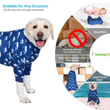 LovinPet Large Dog Outfit, Dog Onesie for Surgery, Large Breed Dog Pajamas, Lightweight Navy Whale Print, Pet Pajamas for Dogs, UV Protection Shirt for Dogs, Pitbull Clothes,Blue,3XL