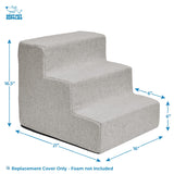Best Pet Supplies Foam Pet Steps Cover for Small Dogs and Cats, Portable Ramp Stairs for Couch, Sofa, and High Bed Climbing (Cover Only) - Sand, 3-Step (H: 13.5") (Cover Only)