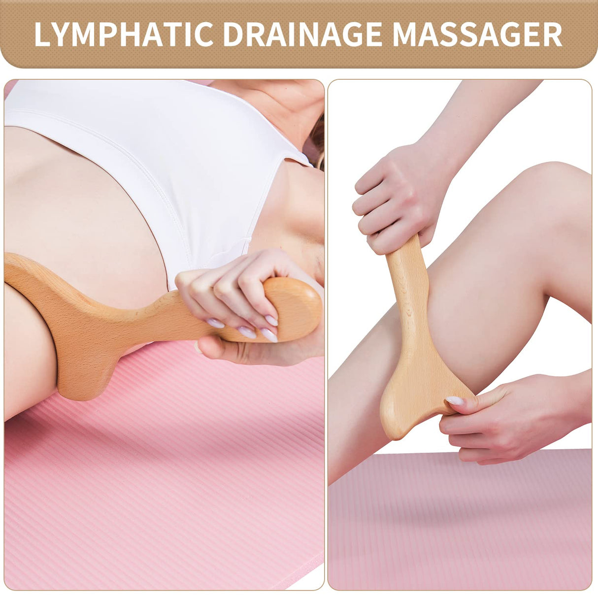 7 Pack Wood Therapy Massage Tools, Lymphatic Drainage Massager, Professional Maderoterapia Kit, Body Shaping, Anti-Cellulite, Back and Muscle Pain Relief, Wooden Body Sculpting Tools Set (7 Pack)