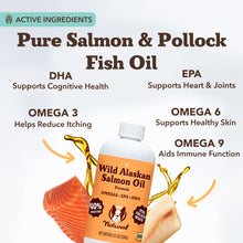 Load image into Gallery viewer, Natural Dog Company Wild Alaskan Salmon Oil Formula with Omega 3, Fish Oil for Dogs Supplement, Skin &amp; Coat Dog Oil, Itchy Relief, Immune Support for Joints &amp; Heart, Food Topper, 8 oz.

