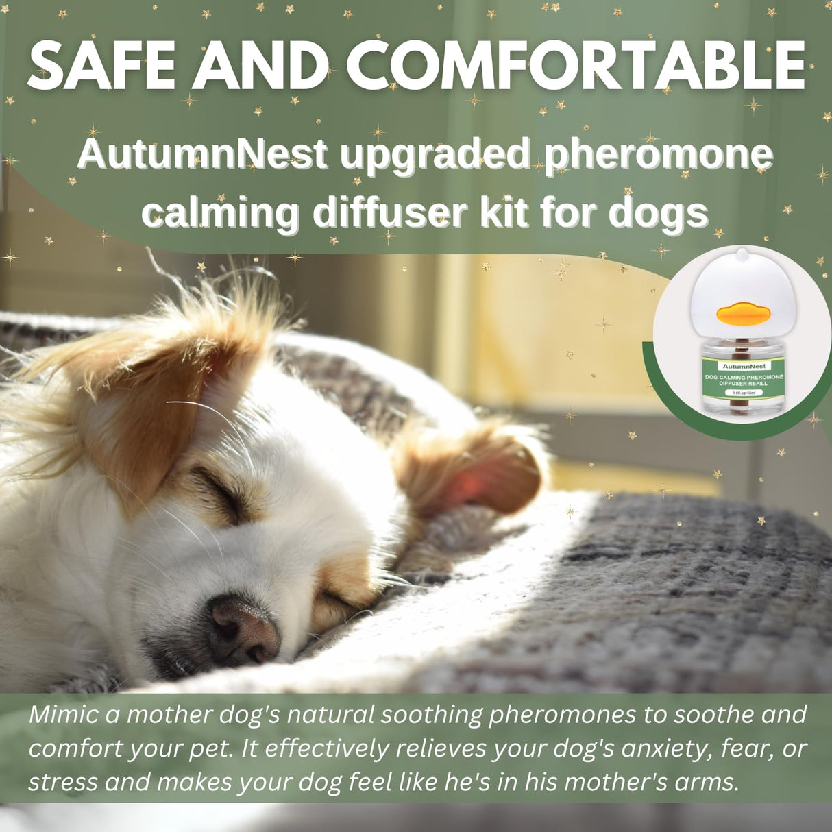 8-in-1 Calming Diffuser for Dog – Pheromone-Based Dog Anxiety Relief, 2 Plug-Ins & 6 Refills for 180-Day Stress Support – Helps Promote Calm Behavior, Safe & Non-Toxic, Anxiety Relief for Dogs