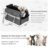 PETSFIT Multipurpose Center Console Dog Car Seat, Airline Approved Dog Car Carrier with Safety Tether and Pockets, Portable Cat Car Seat, Dog Car Seats for Small Dogs, Cats Up to 9 LBS (Deep Grey)