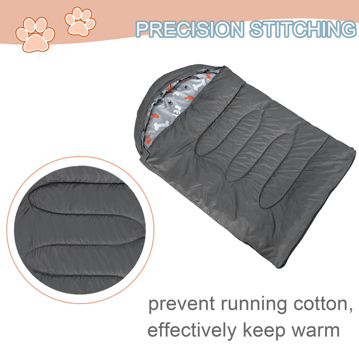 GeerDuo Dog Sleeping Bag Waterproof Warm Packable Dog Bed Mat with Storage Bag for Indoor Outdoor Travel Camping Hiking Backpacking (Grey)