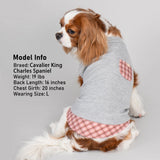 KYEESE Waffle Dog Shirts for Small Dogs Soft Stretchy T-Shirts Lightweight Puppy Tank Top Sleeveless Pet Vest with Cute Pocket and Plaid Patchwork for Daily Wear, Large