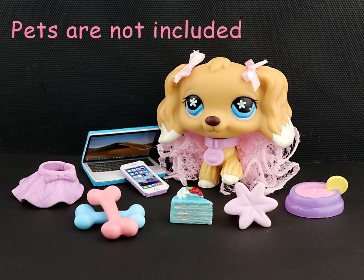 TDVOHO Accessories for lps Pets, (Random 25 pc) Hat Scarf Jacket Dress Bow Skirt Clothes Collar Foof and Drink Toy Accessories fit lps Cats and Dogs Fox Dragon Rabbit Pet Figure