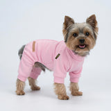 Fitwarm 2 Pack Lightweight Fleece Dog Pajamas, Warm Winter Clothes for Small Dogs Girl, Cozy Pet Onesie with Feet, Medium Violet Red, Light Pink, XXL