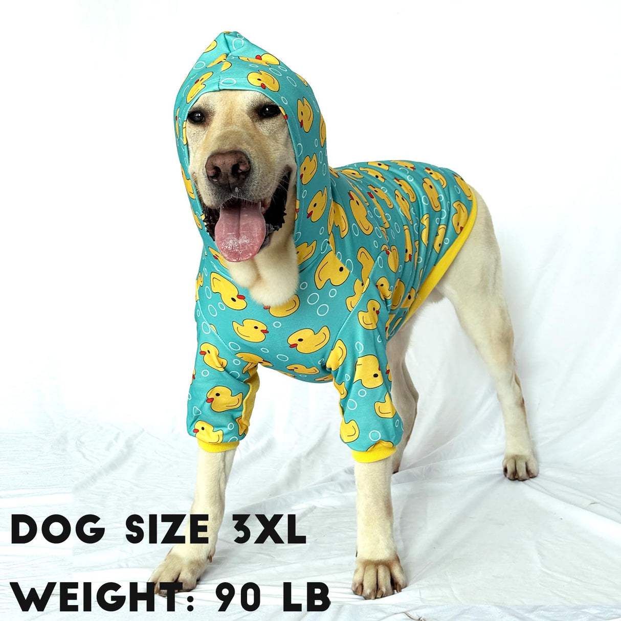 Dog Hoodie Pullover Sweatshirts Soft and Stretch Pets Clothes Yellow Duck Hooded for Medium Large Dogs（Yellow Duck 2XL）
