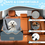 wagnation Dog Car Seat for Small/Medium Dogs Under 35lbs, Pet Booster Seat with 4In Memory Foam Cushion, Fully Detachable and Washable, Travel Dog Carseat with Storage Pocket and Safety Belt