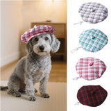 SEIS 3 Pcs Dog Berets Fashion Pet Hat French Artist Cat Cap Baseball Cap for Party Birthday Wedding Photo (L, Stripe)