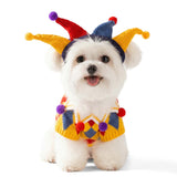 FLAdorepet Dog Circus Clown Costume with Joker Hat,Dog Cat Halloween Mardi Gras Outfit Party Jester Costumes Cosplay Apparel,Winter Pet Knitted Sweaters Clothes for Small Medium Dogs Cats,X-Large