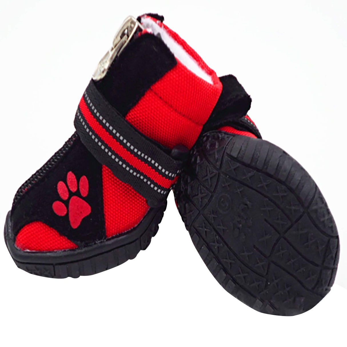 URBEST Dog Winter Shoes, Dog Boots Sports Non-Slip Pet Dog Anti-Slip Sole, Water Resistant Boots for Dogs 2 Pairs (1#, Red)