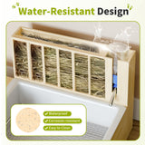 Chloraeon 4-in-1 Waterproof Wooden Rabbit Litter Box with Hay Feeder, 2 Food Bowls, and Water Bottle | Large Capacity, Waste-Preventing Design for Rabbits, Guinea Pigs, Chinchillas, and Small Animals