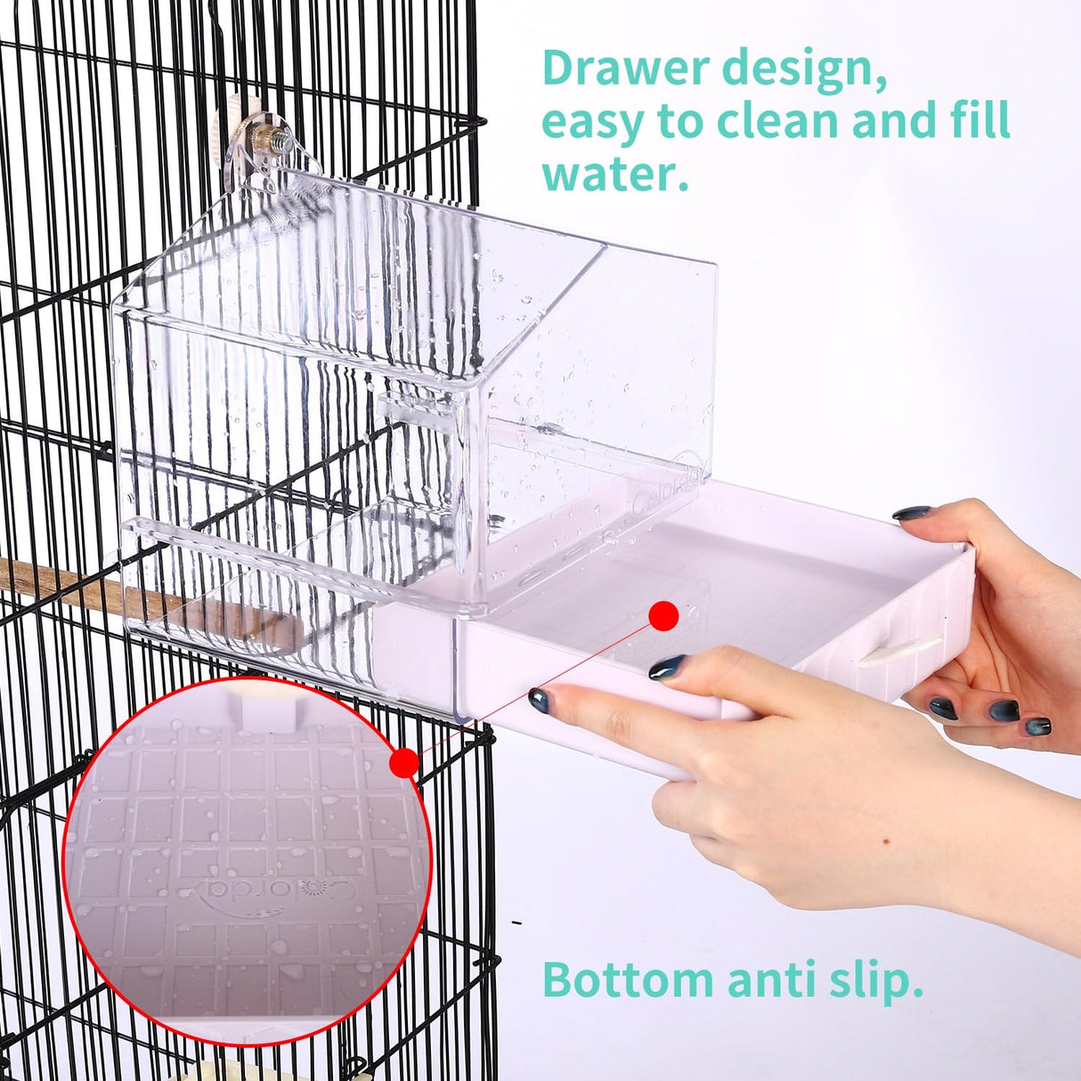 Colorday Bird Bath for Cage, Parrot Bath for Small to Medium Birds, Cockatiels, Parakeets, Budgie, Quaker, Conure, Lovebirds, Finches(6.7X6.7X7.74 inch)