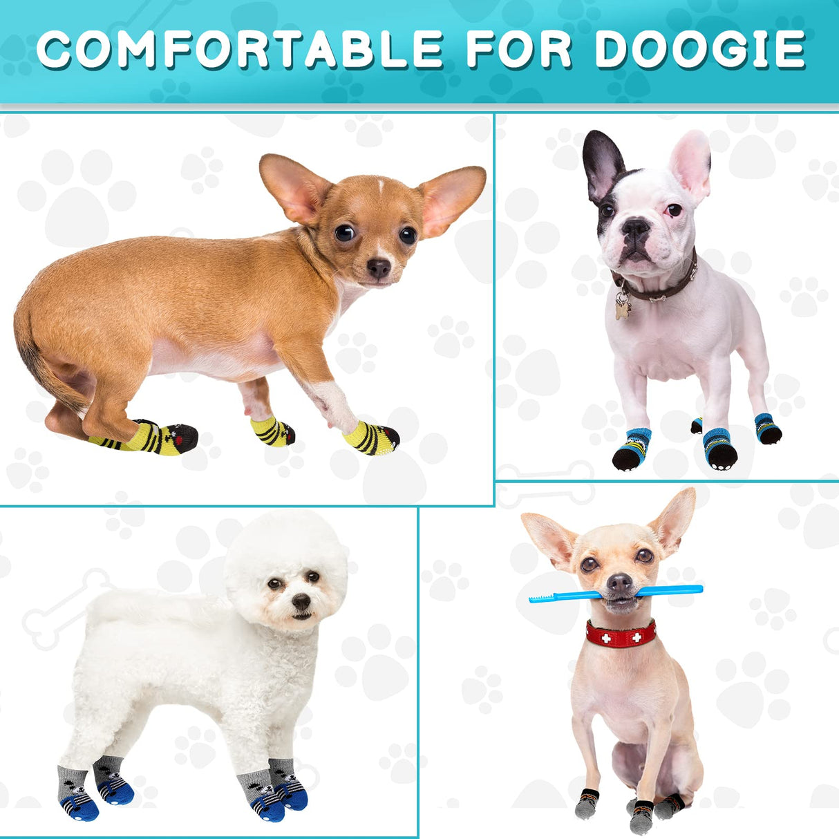 48 Pieces Dog Socks for Small Medium Dogs Non Slip Anti Slip Skid Pet Puppy Doggie Grip Paw Protectors Indoor Traction Control Socks for Hardwood Floor Protection, 12 Styles