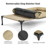 Veehoo Cooling Elevated Dog Bed Add Removable Waterproof Bolster Cushion Mat, Raised Pet Cot with Breathable Teslin Mesh, No-Slip Feet, Dog Couch Bed for Indoor Outdoor, 42x30inches, Beige, CWC2331B