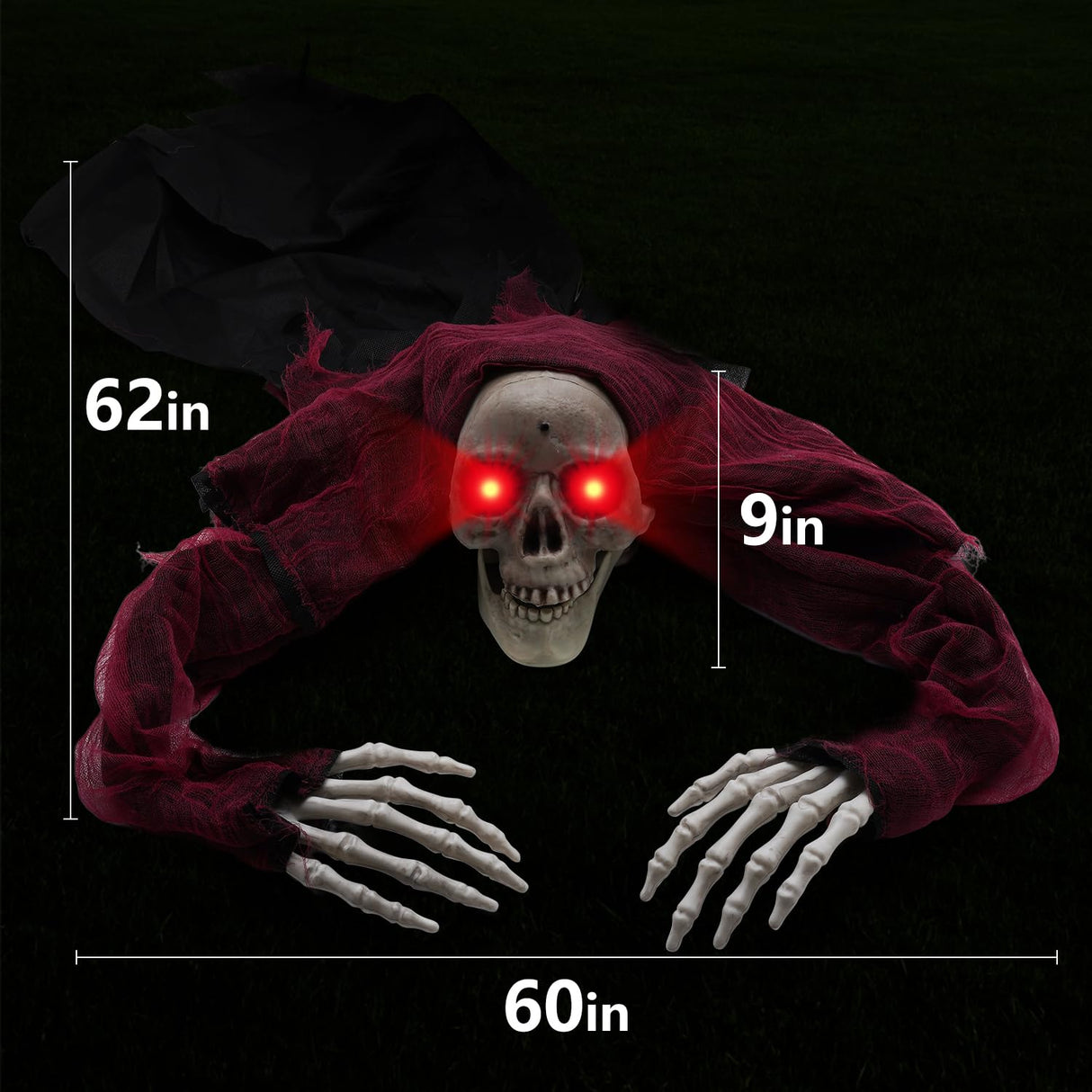 KiLiKuaLa Halloween Outdoor Decor Animated Groundbreaker Zombie with Flashing Eyes and Creepy Sound for Halloween Yard,Lawn,Patio,Haunted House