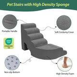 6 Tier Dog Stairs/Steps for High Bed, 27.5”H Non-Slip Pet Stairs Adjust to Left Side of Bed, Pet Steps for Small Dogs, Old Pets, and Injured Dogs, Gray