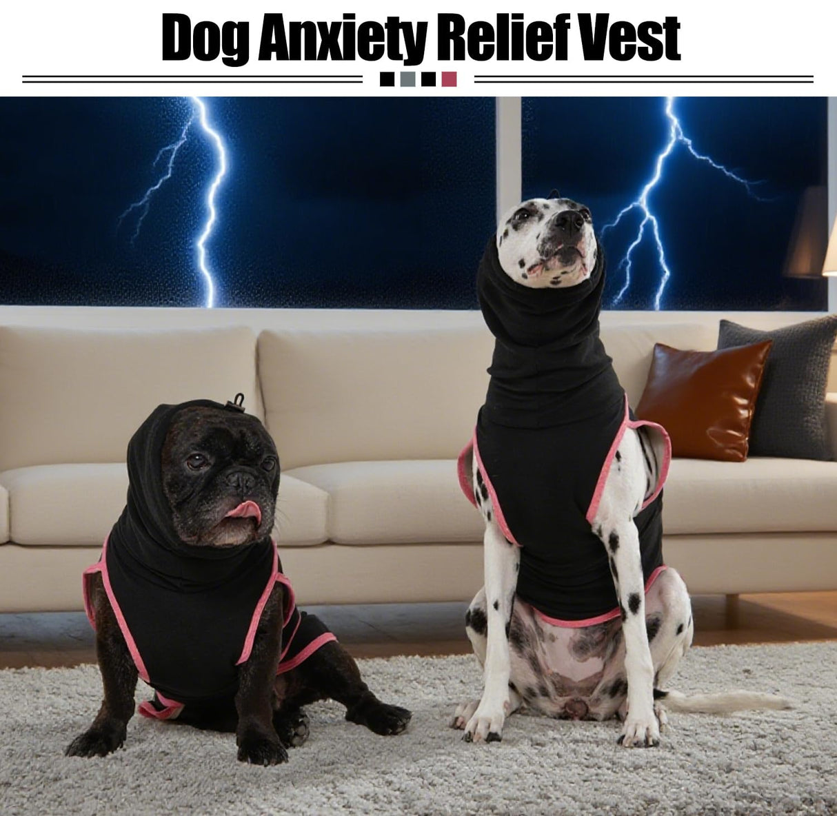 DENTRUN Dog Calming Vest Anxiety Relief Shirts with Ear Wraps, Soft Dog Hoodie Noise Cancelling Ear Muffs for Firwork, Comfort Winter Warm Sweater Turtleneck Cold Weather Cozy Coat for Medium Dog