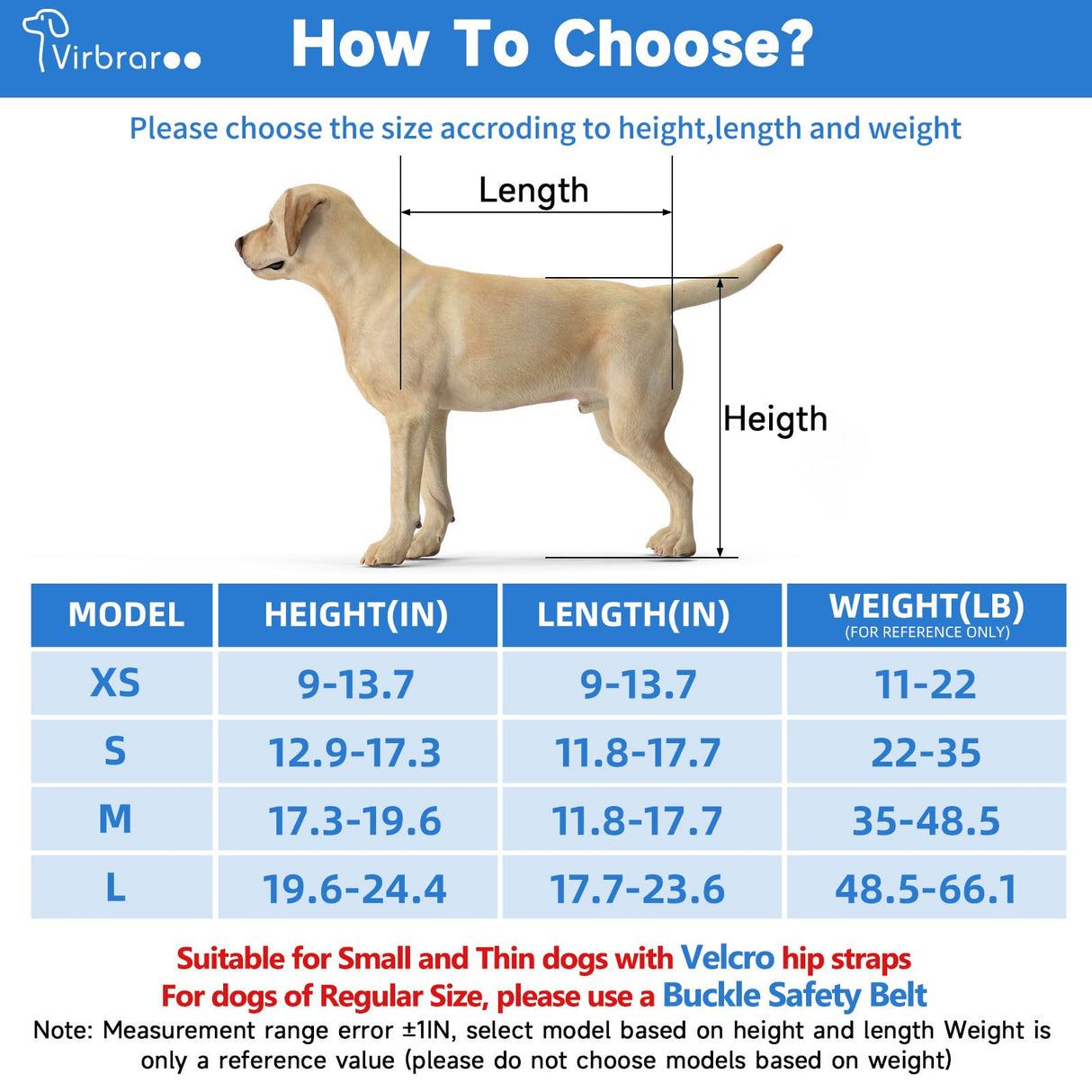 Virbraroo Dog Wheelchair for Back Legs with Upgraded All-Terrain Tires & Durable Bearings,Adjustable Dog Wheelchair for 11.8"-17.7" Lenght,22-35 lbs Disabled or Injured Small Dogs