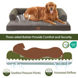 Casa Paw Orthopedic Dog Beds for Large Sized Dogs, Waterproof Egg Crate Foam Large Dog Couch Beds with Comfy Bolster 36x27Inch, Washable Pet Beds with Removable Cover and Nonskid Bottom, Dark Green