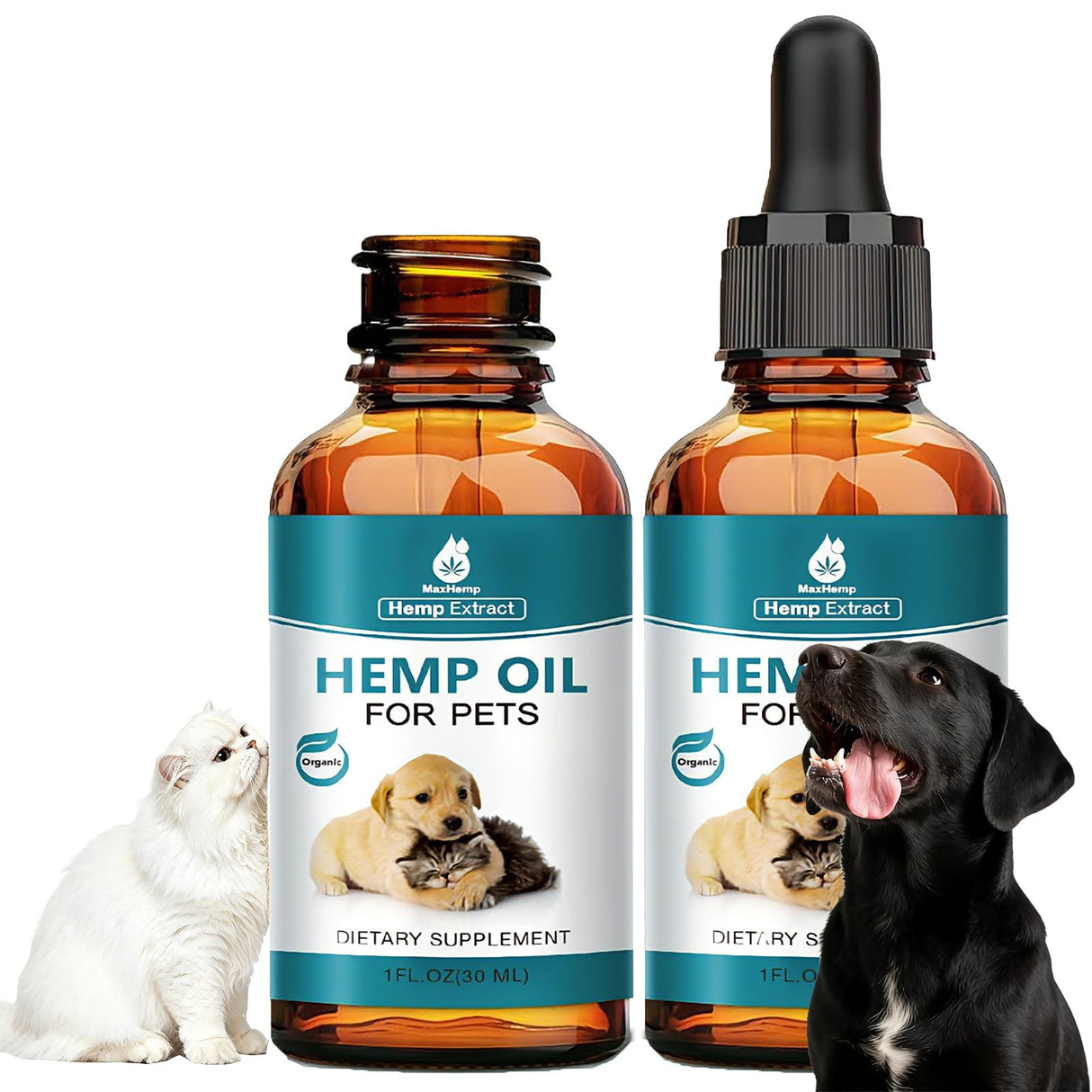 Pet Неmр Oil for Dogs and Cats - 2 Packs Organic Oil for Anxiеty Strеss Pαin Holistic Inflammation Rеlief - Pet Неmр Drops for Joint Hip Arthritis, Calming Drop - Organic Pets Treats