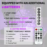SINAMER 6PCS Purple Fairy Lights Battery Powered with Timer, 7ft 20LEDs Twinkle Mini Lights with Remote,Waterproof Small Silver Wire Firefly Starry for DIY Wedding Party Christmas