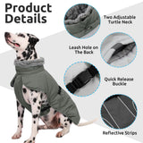 Queenmore Dog Winter Jacket, Fleece Dogs Vest for Winter, Dog Cold Weather Coats, Puppy Coats for Medium Breeds Waterproof, Pet Snowsuit with Leash Hole, Grey, M