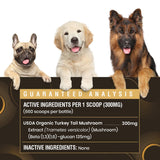 Organic Turkey Tail Mushroom for Dogs and Cats, 45% Beta Glucan Standardized, Hot Water Extracted Whole Fruiting Body, Third Party Tested, Immune and Gut Support, No Fillers, Made in USA, 660 ct