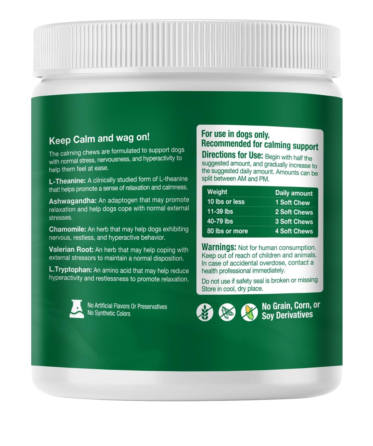 ziehooGe Calming Chews for Dogs - Dog Calming Treats Helps with Dog Anxiеty Rеlief, Separation, Strеss, Barking, Fireworks, Travel, Composure - Natural Dog Supplements 180 Soft Chews