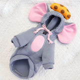 SEIS Winter Big Ear Mouse Dog Hoodies Cute Cheese Warm Pet Costume Halloween Cat Clothes for Small Medium Dogs Puppy French Bulldog Chihuahua (Gray, L (Chest Circumference 59cm/ 23.2"))