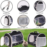 Bearded Dragon Travel Carrier Backpack,Lizard Backpack Carrier,Space Capsule Clear Bubble Window Astronaut Reptile Carrier Backpack for Guinea Pig,Sugar Glider,Bunny (Black, TPU Carrier+MAT)