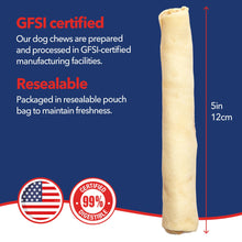 Load image into Gallery viewer, Pet Factory 100% Made in USA Beefhide Chip Rolls Dog Rawhide Chews, Thick, Dog Chews Long Lasting from American Cattle, Dog Chew Bones, 5 Inches (Pack of 22)

