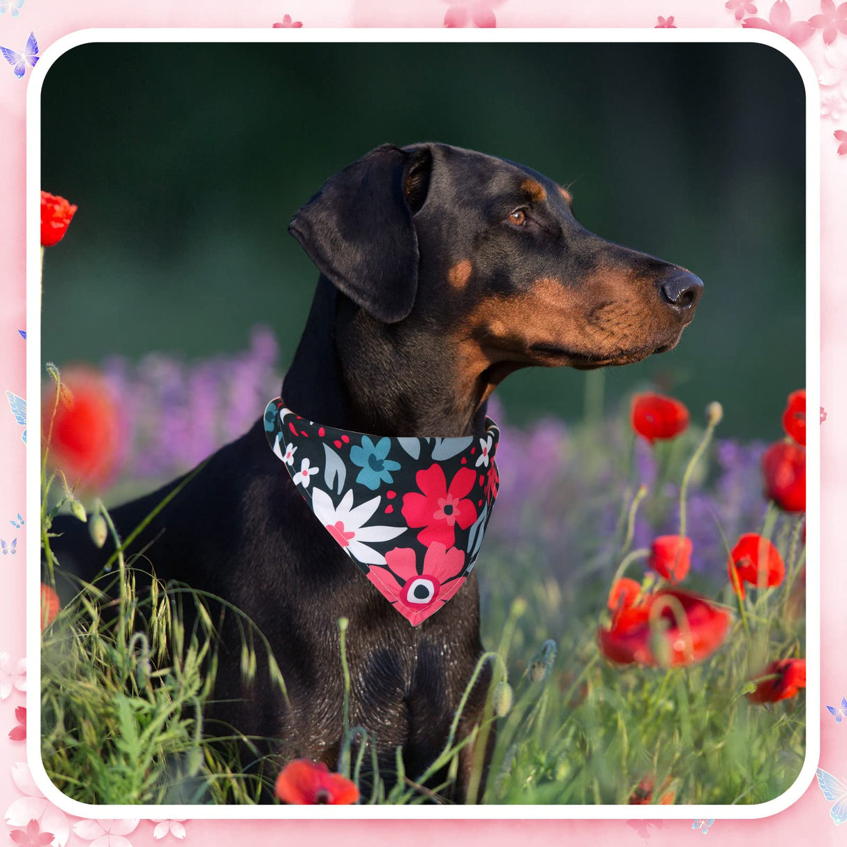 Sweetude 50 Pcs Dog Bandanas Bulk Floral Pattern Triangle Scarf Adjustable Washable Bandana Bibs for Small Medium Large Dogs Pets