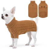 SAWMONG Dog Sweater, Dog Sweaters for Small Dogs Girls Boys, Pullover Turtleneck Knitted Doggy Sweatshirt, Cold Weather Pet Clothes（Khaki, Small
