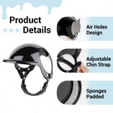 BillionChains Dog Helmet and Goggles for Small Dogs - Pet Goggles Pet Motorcycle Helmet Hat with Ear Holes Adjustable Straps Safety Helmet for Puppy Riding - Black