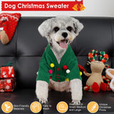 Dog Christmas Sweater Green Christmas Light Cardigans Dog Outfit Soft Warm Knitted Pet Clothes Cold Weather Puppy Clothes for Small Medium Large Dogs Cats