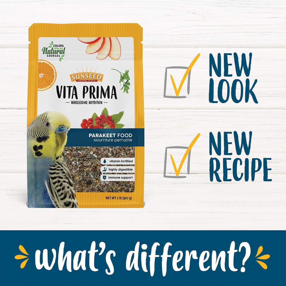 Vitakraft Sunseed Vita Prima Cockatiel and Lovebird Food 3 lb Bag with Wholesome Daily Nutrition Natural Seeds Grains Fruits and Vegetables Fortified with Vitamins Minerals for Strong Healthy Birds
