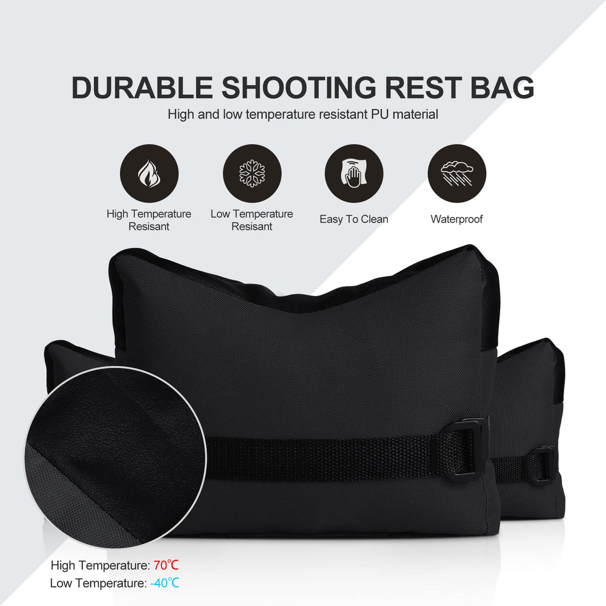 Twod Outdoor Shooting Rest Bags - Target Sports Bench Rest with Front & Rear Support SandBag Stand Holders for Gun Rifle Shooting Hunting Photography - Black