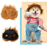 Dog Halloween Costume,Funny Chucky Dog Costume with Pet Wig,Cosplay Scary Outfit with Knife Clothes for Dogs (Medium)