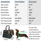 DJANGO Waxed Canvas & Leather Dog Carrier Tote Bag – Premium Soft-Sided Travel Dog Purse with Safety Leash, WR Lining, & Large Zipper Pockets – Everyday Pet Carrier for Small Dogs (Navy Blue, Medium)