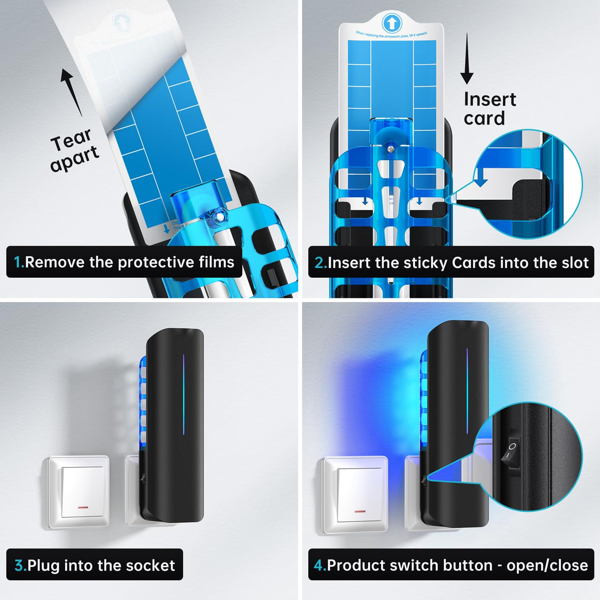 Fruit Fly Traps Indoor for Home: Plug in Mosquito Bug Zapper Gnat Moth Catcher with 9W Night UV Light, 2 Devices 20 Sticky Glue Board Refills for Indoors Flying Insect Trap