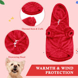 Dog Sweaters,Dog Hoodie,Warm Fuzzy Fleece Sweatshirt with Hood & Pocket,Leash Hole,Cozy Cold Weather Pet Clothes Sweater for Small,Medium,and Large Dogs(Red,M)
