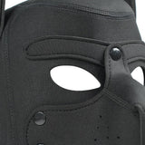 Cleiree Neoprene Puppy Mask - Dog Hood with Detachable Muzzle - Adjustable Cosplay Headgear for Role Play & Party (Black, one size)