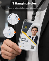 2 Pack Vertical 2-Card Badge Holder with Thumb Slot Hard Transparent PC Case Protector for Office School IDs Credit Cards Driver’s Licenses and Passes