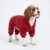 Fitwarm Turtleneck Fleece Dog Sweater Pajamas, Warm Winter Dog Clothes for Small Dogs Boy Girl, Fuzzy Pet Onesie with Feet, Red, XS