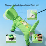 ETOSEM Dog Raincoat with Boots,Waterproof Dog Raincoats with Hood for Small Medium Large Dogs,Raincoat with Leash Ring (Green Frog, Large)
