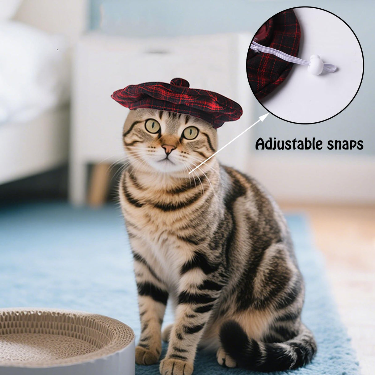 SEIS 3 Pcs Dog Berets Fashion Pet Hat French Artist Cat Cap Baseball Cap for Party Birthday Wedding Photo (L, Stripe)