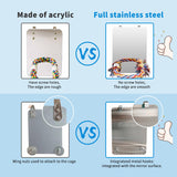 Colorday 9" Bird Mirror with Rope Perch, Bird Swing, Parrot Cage Toys for Parakeet African Grey Conure Cockatiel Lovebird Finch Canarie, Large